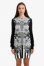 Just Cavalli Black/Lime Green Printed Long Sleeve Midi Dress Size 42