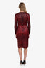 Dolce & Gabbana Burgundy Leopard Print Long Sleeve Buster Dress Size 44