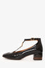Chloe Brown Patent Leather T-Strap Heeled Sandals Size 37.5