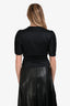 Frame Black Silk Short Puff Sleeve Buttoned Top Size S