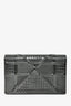 Christian Dior Grey Metallic Patent Microcannage Diorama Wallet on Chain