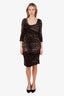 Dolce & Gabbana Grey Animal Printed Ruched Midi Dress Size 46