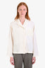 Loewe Cream Silk Logo Embroidered Long Sleeve Button-Down Shirt Size 0
