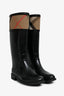 Burberry Black Rubber Check Band Rubber Boots Size 36