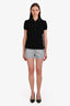 Prada Sport Silver Reflective Logo Nylon Shorts Size 36