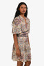 Ba&sh Cream Multicolour Print Ruffled Short Sleeve Mini Lady Dress Size M
