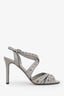 Valentino Blue Leather Crystal Embellished Open Toe Shoe Size 38.5