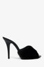 Saint Laurent Black Mink Fur Heeled Mules Size 38.5