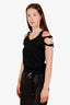 Just Cavalli Black Cold Shoulder Buckle Detail Top Size 40
