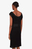 Pre-loved Chanel™ Black Silk Blend Knit Shoulder Button Detail Sleeveless Dress Size 42