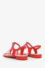 Pre-loved Chanel™ Red Leather CC Logo Sandals Size 35C