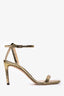 Jimmy Choo Gold Lizard Print Leather Minny 85 Sandals Size 36.5