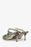 Jimmy Choo Grey/Black Python Embossed Leather Bing Mules Size 36.5