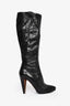 Miu Miu Black Leather Ruched Heeled Knee High Boots Size 39