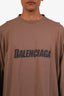 Balenciaga Brown Oversized Distressed Logo Long Sleeve Shirt Size 5 Mens
