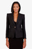 Balmain Black Wool-Blend Textured Single Breasted Blazer Size 38