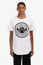 Balmain White Cotton Velvet Graphic T-Shirt Size S