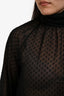 L'Agence Black Sheer Polka Dot Long Sleeve Blouse Estimated Size M