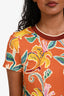 La DoubleJ Orange Multicolour Cotton 'Sporty Swing' Short Sleeve Dress Size 6