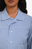 Vis A Vis Blue Striped Cotton Poplin Shirt Dress with Green Utility Skirt Size 1