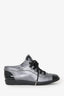 Pre-loved Chanel™ Metallic Silver Leather CC Cap Toe Sneakers Size 36