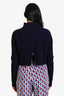 Maje Navy Ribbed Wool Mock Neck Sweater Size 40