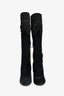 Etro Black Suede Embroidered Knee-High Boots Size 37