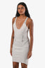 Helmut Lang Cream Cotton Mesh Paneled Sleeveless Mini Dress Size 6
