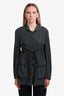Dries Van Noten Dark Grey Silk Cotton Utility Tie Jacket Size S