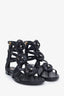 Pre-loved Chanel™ Black Leather Camellia Gladiator Sandals Size 36