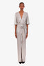 Galvan London Silver Metallic V-Neck Belted Jumpsuit Size US 6