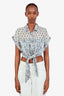 Pierre Balmain White/Black Silk Vintage Paisley Print Top Size 44