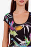 Just Cavalli Black Neon Floral Print Fitted Mini Dress Size M