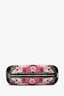 Alexander McQueen Black Multicolour Floral Print Satin Skull Closure Clutch
