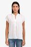 Vince White Stripe Deep-V Neck Short Sleeve Top Size S