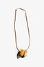 Marni Leather Black/Yellow Brown Adjustable Band Flower Necklace