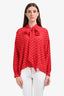 Balenciaga Red/White Silk Polka Dot Blouse Size 34