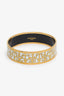 Hermès Gold/White Enamel Balcons du Guadalquivir Printed Wide Bangle Bracelet