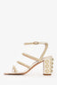 Stuart Weitzman White Leather Faux Pearl Embellished Block Heel Sandals Size 7