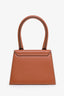 Jacquemus Brown Leather Le Chiquito Moyen Top Handle Bag with Strap