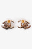 Pre-loved Chanel™ Silver Tone Strass Interlocking Double CC Stud Earrings