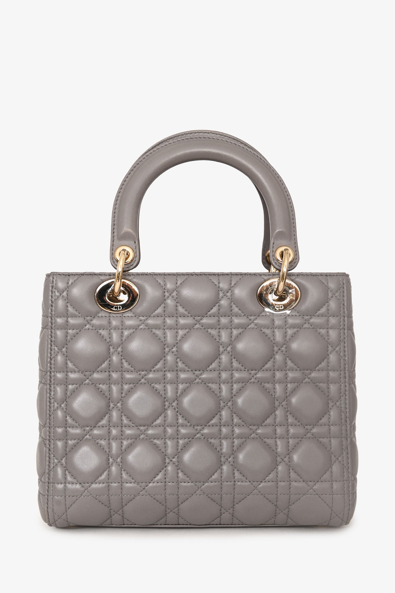 Christian Dior 2017 Grey Nappa Leather Medium Lady Dior With Strap