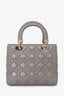 Christian Dior 2017 Grey Nappa Leather Medium Lady Dior With Strap