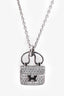 Hermès 18K White Gold and Diamond Amulettes Constance Pendant Necklace
