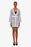 Pre-loved Chanel™ White/Blue Cashmere Striped Long Cardigan Size 36