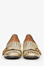 Gucci Metallic Gold Leather GG Block Heels Size 38