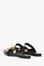 Valentino Black Leather Roman Stud Flat Mules Size 37.5