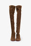 Christian Louboutin Brown Suede Over The Knee Block Heel Boots Size 37.5