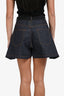 Sacai Dark Blue Mixed-Media Belted Shorts Size 2