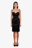 Just Cavalli Black Satin Bustier Midi Dress Size 40